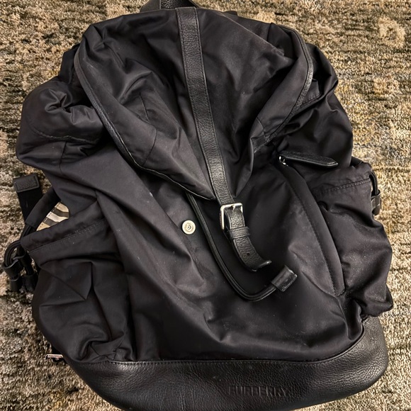 Burberry Other - Burberry Black Leather Trim Backpack